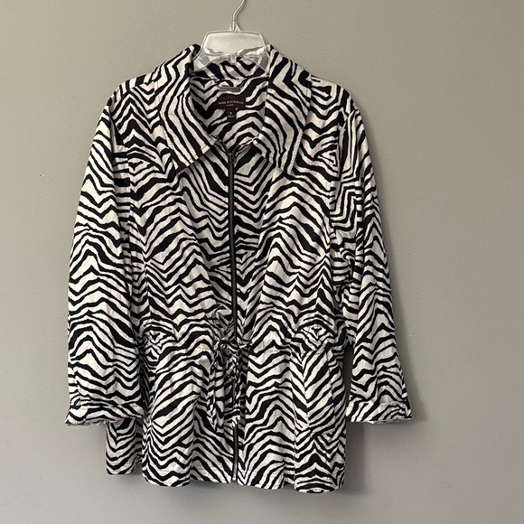 Dana Buchman Black and White Animal Zebra Print Jacket 3X - Picture 1 of 4